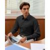 Alimens & Gentle Men’s Silk Wrinkle Free Dress Shirt Shiny Long Sleeve Stretch Button Down Shirts for Business Casual(Blacak)