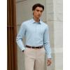Alimens & Gentle Men’s Silk Wrinkle Free Dress Shirt Shiny Long Sleeve Stretch Button Down Shirts for Business Casual(Blue)