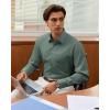 Alimens & Gentle Men’s Silk Wrinkle Free Dress Shirt Shiny Long Sleeve Stretch Button Down Shirts for Business Casual(Green)