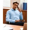 Alimens & Gentle Men’s Stain Shield Dress Shirt Long Sleeve Wrinkle Free Business Casual Button Down Shirts(Blue)