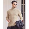 Alimens & Gentle Mens Turtleneck Slim Fit Sweater Long Sleeve Cable Knitted Twisted Pullover Soft Casual Winter Tops for Men(Beige)