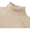 Alimens & Gentle Mens Turtleneck Slim Fit Sweater Long Sleeve Cable Knitted Twisted Pullover Soft Casual Winter Tops for Men(Beige)
