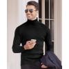 Alimens & Gentle Mens Turtleneck Slim Fit Sweater Long Sleeve Cable Knitted Twisted Pullover Soft Casual Winter Tops for Men(Black)