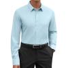 Alimens & Gentle Cotton Men’s Dress Shirt Moisture Wicking Long Sleeve Super Soft Business Casual Button Down Shirts(Light Blue)