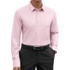 Alimens & Gentle Cotton Men’s Dress Shirt Moisture Wicking Long Sleeve Super Soft Business Casual Button Down Shirts(Pink)