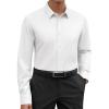 Alimens & Gentle Cotton Men’s Dress Shirt Moisture Wicking Long Sleeve Super Soft Business Casual Button Down Shirts(White)