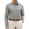 Alimens & Gentle Men’s Dress Shirt Solid Long Sleeve Wrinkle Free Wedding Formal Business Casual Stretch Button Down Shirts(Grey)
