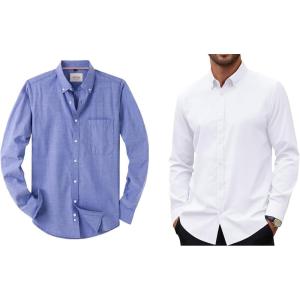 Alimens & Gentle Mens Oxford Shirts Stretch Long Sleeve Dress Shirt for Men Casual Formal Business Work Button Down Shirts