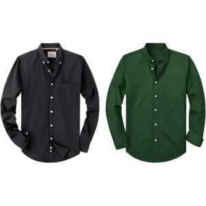 Alimens & Gentle Mens Solid Oxford Shirt Long Sleeve Stretch Button Down Shirts with Pocket Casual Business