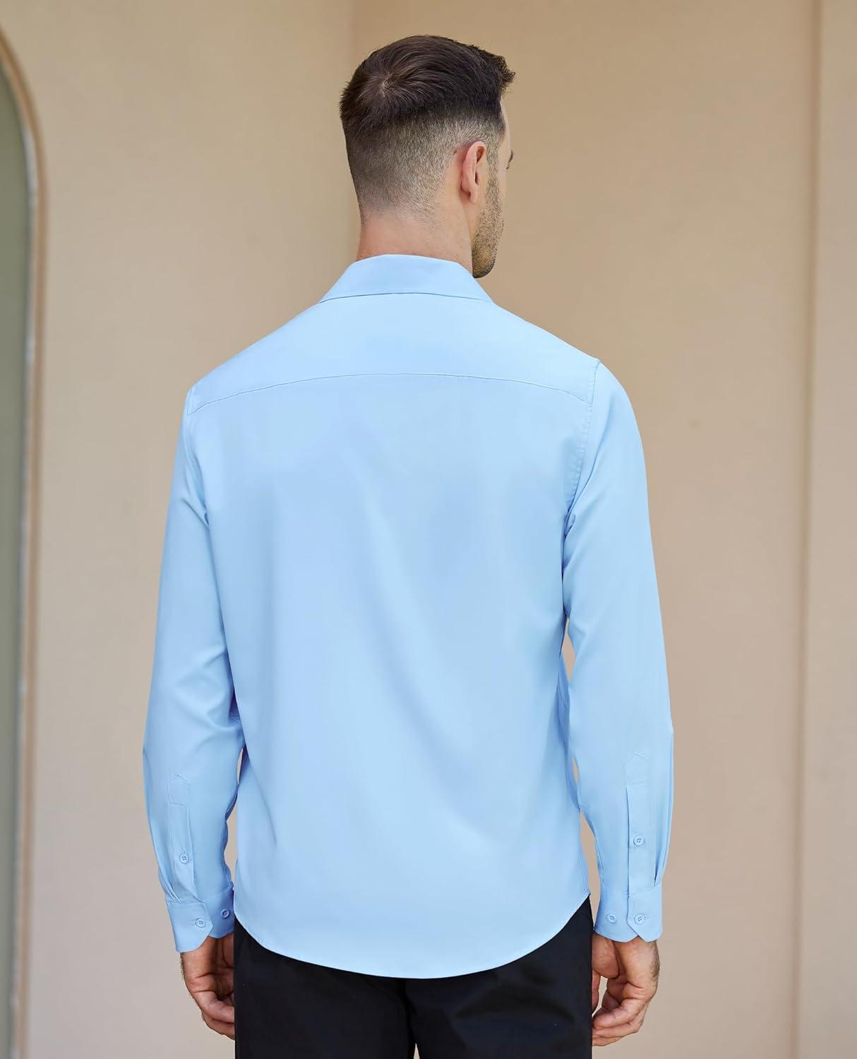 imageAlimens amp Gentle Mens Long Sleeve Shirts Casual Plaid Button Down Shirts for Men Dress ShirtSky Blue