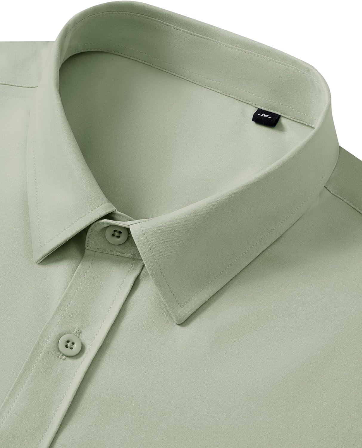 imageAlimens amp Gentle Sage Green Mens Dress Shirt Short Sleeve No Iron Wedding Business Work Button Down Shirt with Pocket L