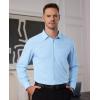 Alimens & Gentle Men’s Long Sleeve Shirts Casual Plaid Button Down Shirts for Men Dress Shirt(Sky Blue)