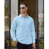 Alimens & Gentle Men’s Long Sleeve Shirts Casual Plaid Button Down Shirts for Men Dress Shirt(Sky Blue)