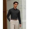 Alimens & Gentle Men’s Silk Dress Shirt Long Sleeve Wrinkle Free Stretch Business Casual Button Down Shirts(Blacak)