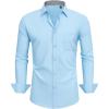 Alimens & Gentle Men’s Long Sleeve Shirts Casual Plaid Button Down Shirts for Men Dress Shirt(Sky Blue)