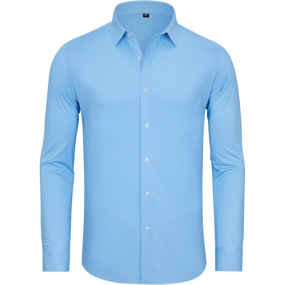 imageAlimens amp Gentle 4 Way Stretch Mens Button Down Shirts Plaid Dress Shirt Wrinkle Free Long Sleeve Gingham Shirts03blue Plaid