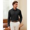 Alimens & Gentle Men’s Dress Shirt Long Sleeve Wrinkle Free Stretch Soft Business Casual Button Down Shirts(Black)
