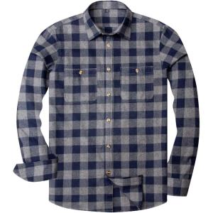 Alimens & Gentle Men’s Flannel Plaid Shirt Casual Fall Clothes Work Button Down Shirts