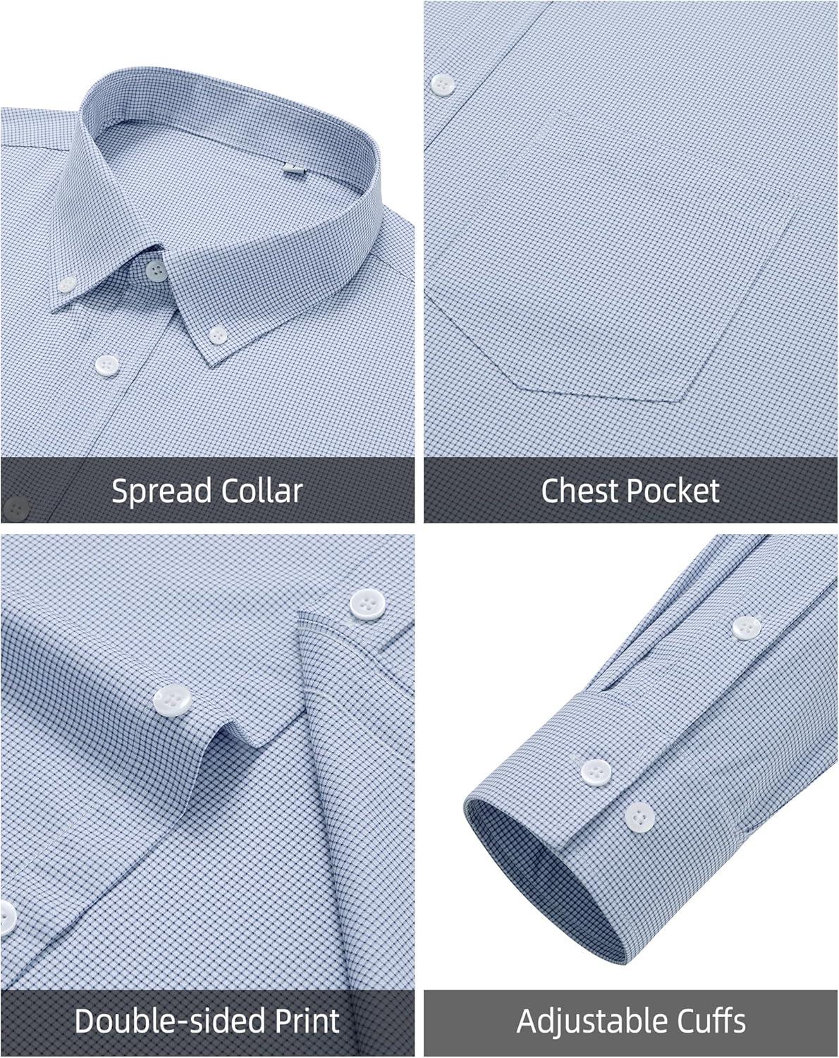 imageAlimens amp Gentle Mens Dress Shirts Long Sleeve Lightweight Gingham Shirts Regular Fit Business Casual Plaid Shirt with PocketNavy Blue Gingham