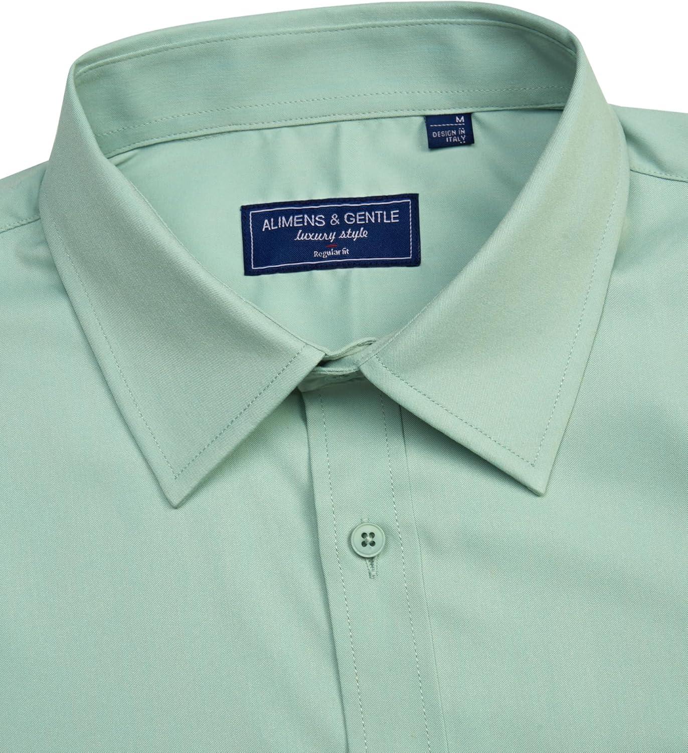 imageAlimens amp Gentle Mens Dress Shirts Short Sleeve Wrinkle Free Stretch Regular Fit Formal Casual Button Down Shirt with PocketGreen