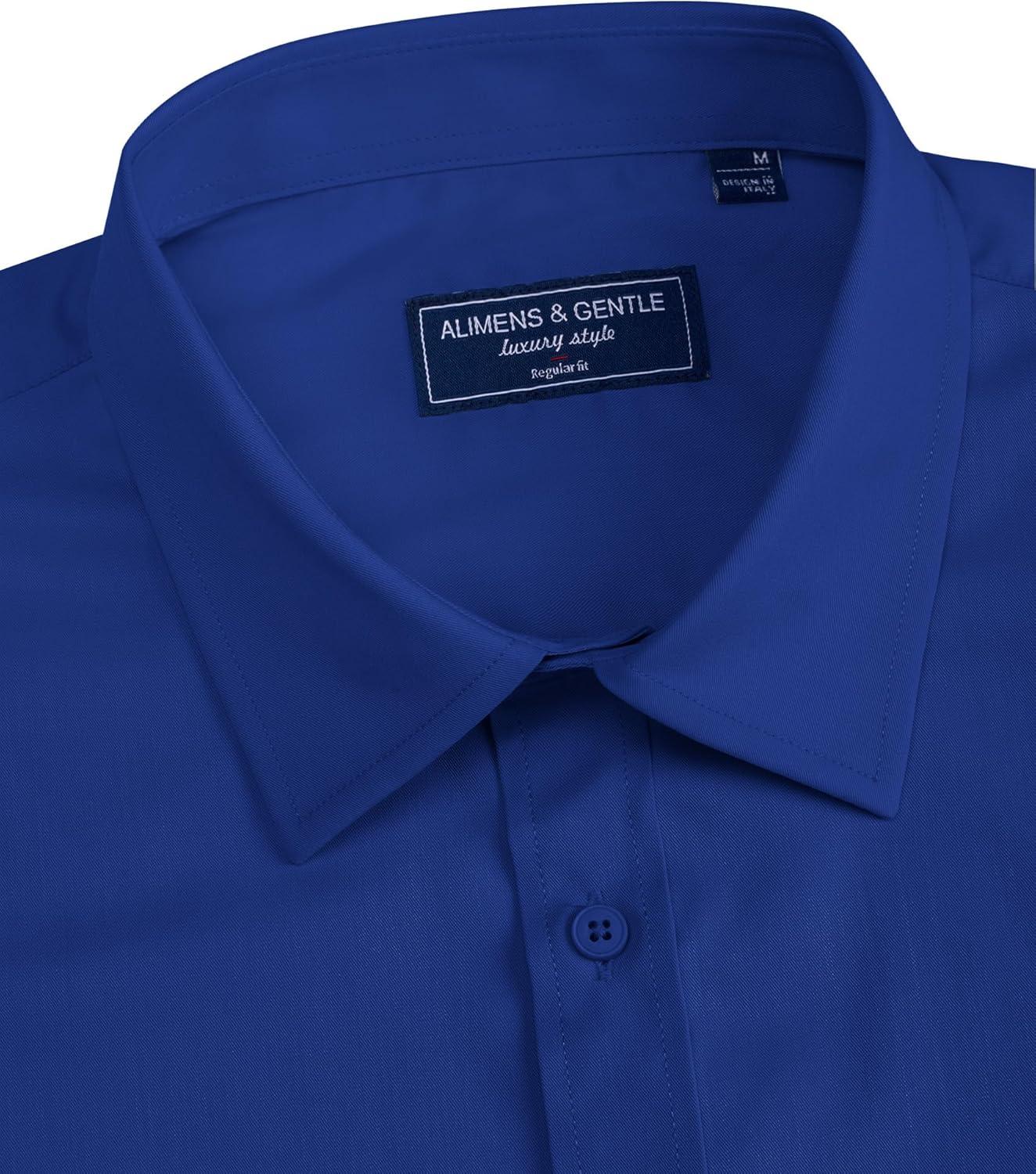 imageAlimens amp Gentle Mens Dress Shirts Short Sleeve Wrinkle Free Stretch Regular Fit Formal Casual Button Down Shirt with PocketRoyal Blue