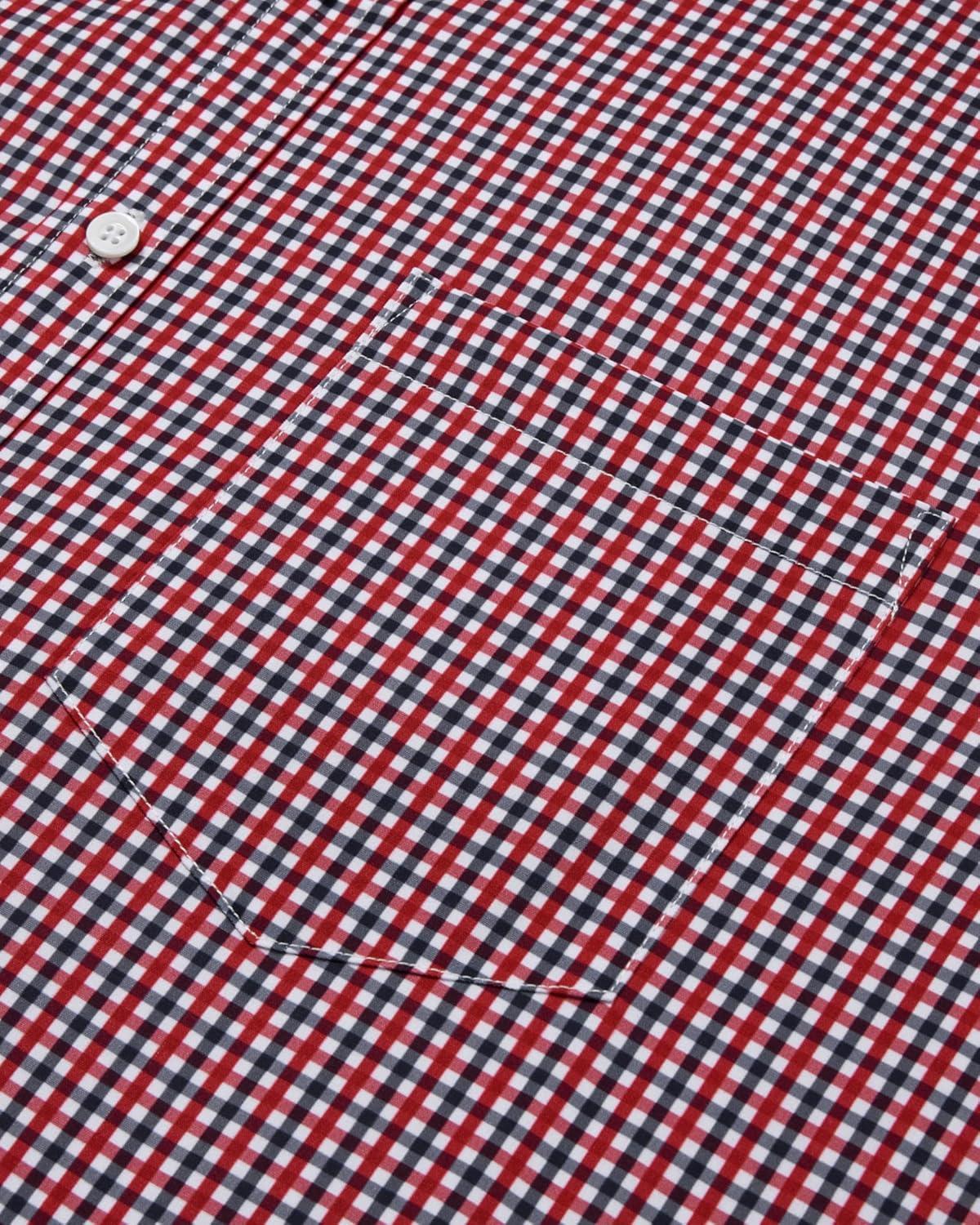 imageAlimens amp Gentle Mens Long Sleeve Button Down Shirts Stretch Regular Fit Dress Shirts Casual Work Gingham Shirts with PocketRed Black Plaid
