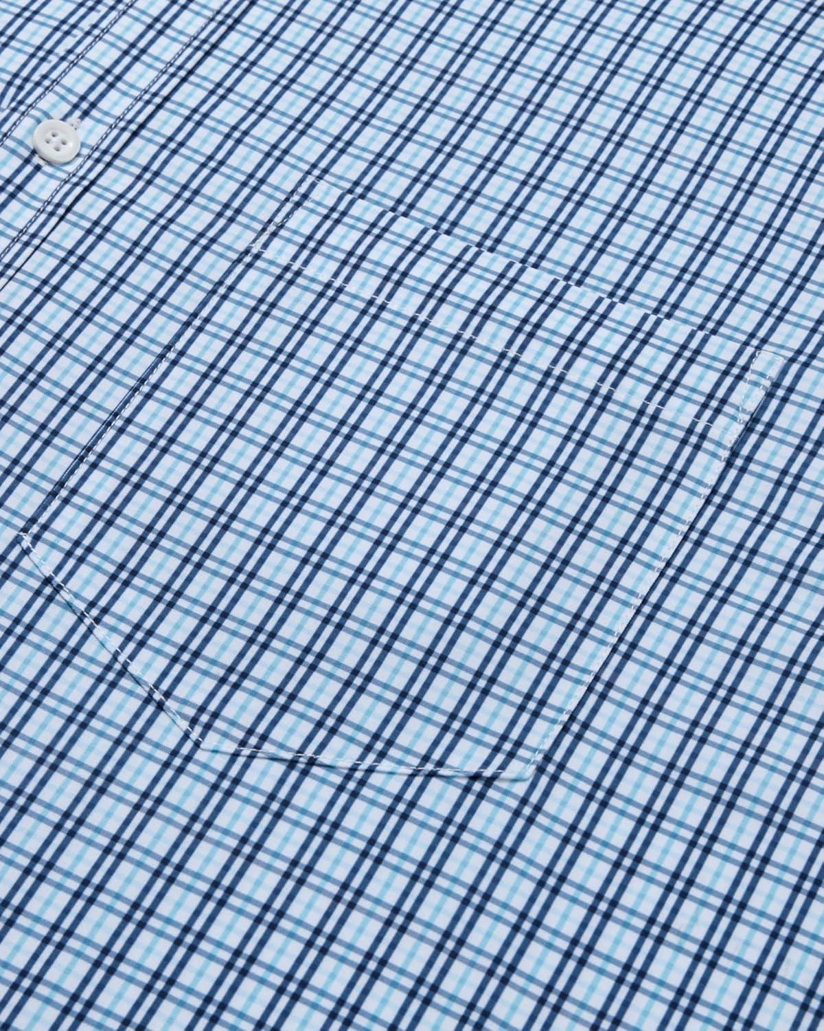 imageAlimens amp Gentle Mens Long Sleeve Button Down Shirts Stretch Regular Fit Dress Shirts Casual Work Gingham Shirts with PocketSky Blue Navy Plaid
