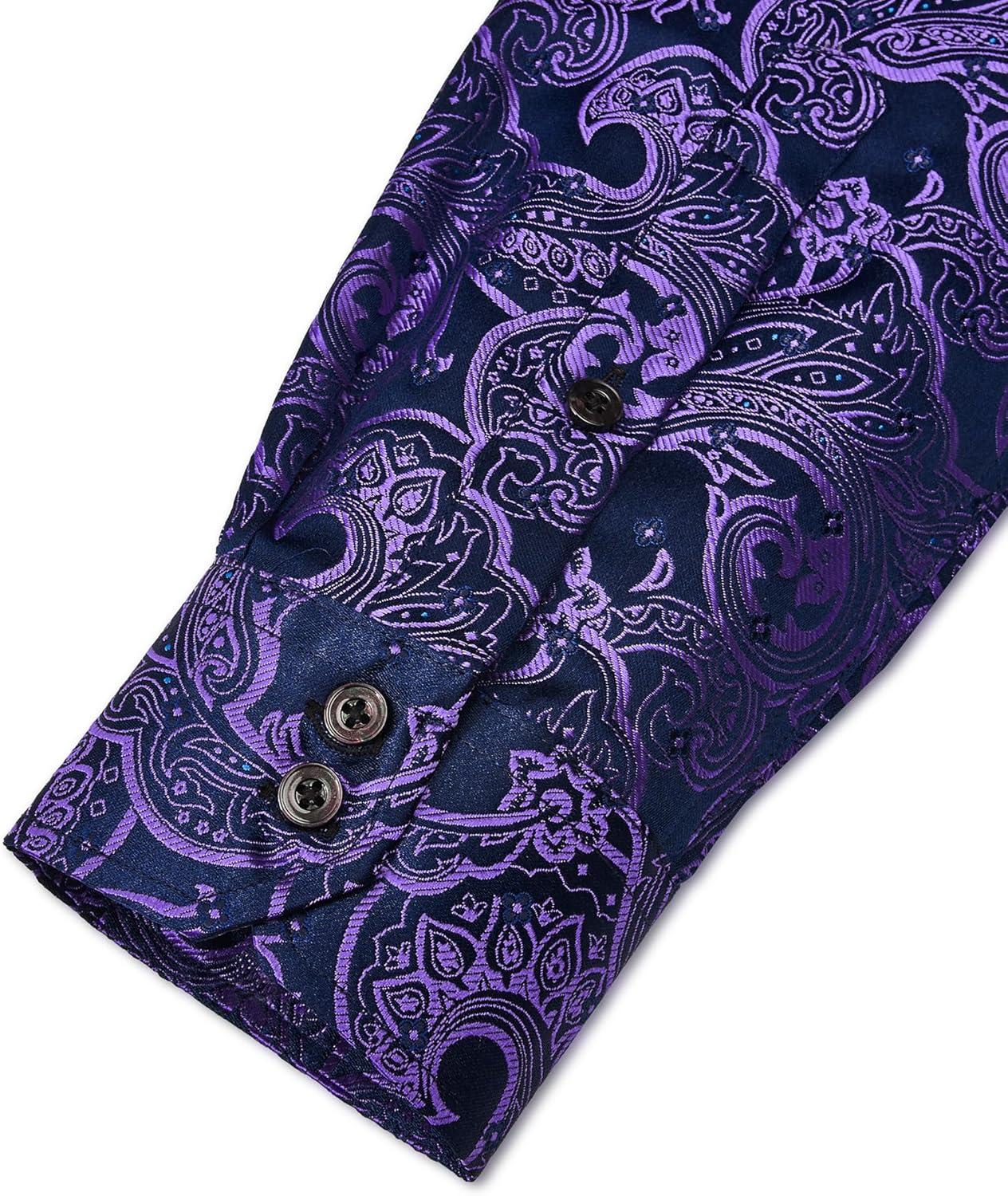 imageAlimens amp Gentle Mens Paisley Shirts Dress Shirt for Men Western Cowboy Shirt Long Sleeve Button Down Shirt Wedding PartyPurple