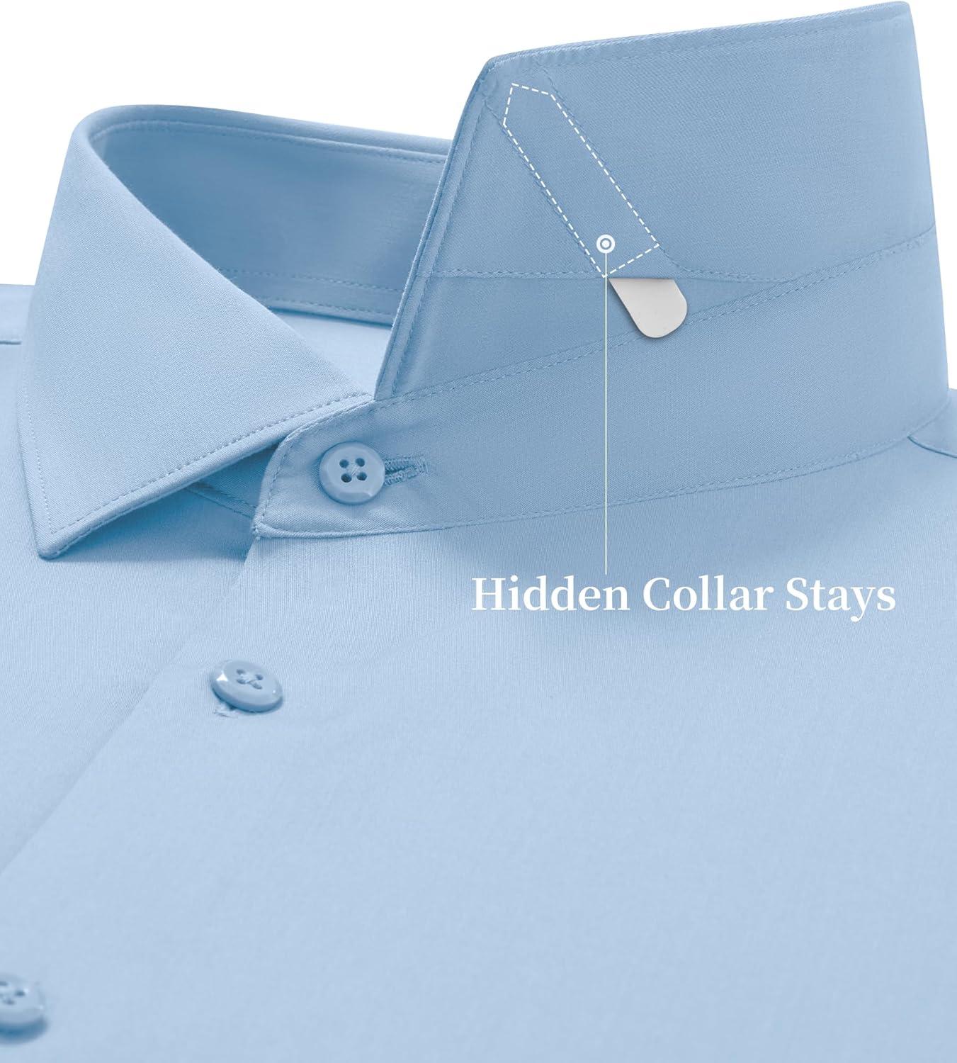 imageAlimens amp Gentle Mens Premium Dress Shirt Silk Stain Shield Performence Wrinkle Free Button Down ShirtsBlue
