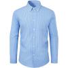 Alimens & Gentle Mens Dress Shirts Long Sleeve Lightweight Gingham Shirts Regular Fit Business Casual Plaid Shirt with Pocket(Blue White plaid)