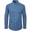 Alimens & Gentle Mens Dress Shirts Long Sleeve Lightweight Gingham Shirts Regular Fit Business Casual Plaid Shirt with Pocket(Navy White Plaid)