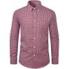 Alimens & Gentle Mens Dress Shirts Long Sleeve Lightweight Gingham Shirts Regular Fit Business Casual Plaid Shirt with Pocket(Red Black plaid)