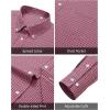 Alimens & Gentle Mens Dress Shirts Long Sleeve Lightweight Gingham Shirts Regular Fit Business Casual Plaid Shirt with Pocket(Red Black plaid)