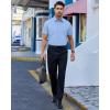 Alimens & Gentle Mens Dress Shirts Short Sleeve Wrinkle Free Stretch Regular Fit Formal Casual Button Down Shirt with Pocket(Blue)