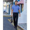Alimens & Gentle Mens Dress Shirts Short Sleeve Wrinkle Free Stretch Regular Fit Formal Casual Button Down Shirt with Pocket(Deep Blue)