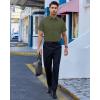 Alimens & Gentle Mens Dress Shirts Short Sleeve Wrinkle Free Stretch Regular Fit Formal Casual Button Down Shirt with Pocket(Olive)