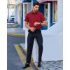 Alimens & Gentle Mens Dress Shirts Short Sleeve Wrinkle Free Stretch Regular Fit Formal Casual Button Down Shirt with Pocket(Red)