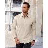 Alimens & Gentle Mens Dress Shirts Stretch Solid Wrinkle Free Button Down Shirt Business Wedding Casual Button Up Shirt(Beige)