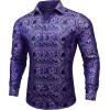 Alimens & Gentle Mens Paisley Shirts Dress Shirt for Men Western Cowboy Shirt Long Sleeve Button Down Shirt Wedding Party(Purple)