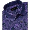 Alimens & Gentle Mens Paisley Shirts Dress Shirt for Men Western Cowboy Shirt Long Sleeve Button Down Shirt Wedding Party(Purple)