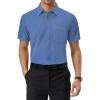 Alimens & Gentle Mens Dress Shirts Short Sleeve Wrinkle Free Stretch Regular Fit Formal Casual Button Down Shirt with Pocket(Dusty Blue)