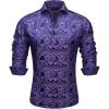 Alimens & Gentle Mens Paisley Shirts Dress Shirt for Men Western Cowboy Shirt Long Sleeve Button Down Shirt Wedding Party(Purple)