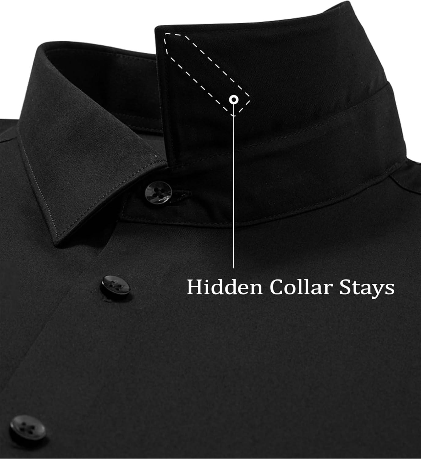 imageAlimens amp Gentle Mens Premium Dress Shirt Cotton Moisture Wicking Performence Wrinkle Free Button Down ShirtsBlack