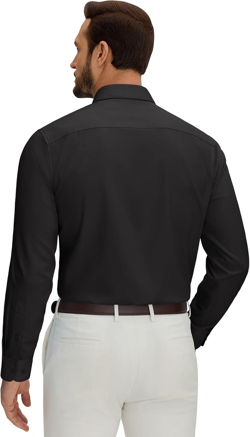 imageAlimens amp Gentle Mens Premium Dress Shirt Cotton Moisture Wicking Performence Wrinkle Free Button Down ShirtsBlack