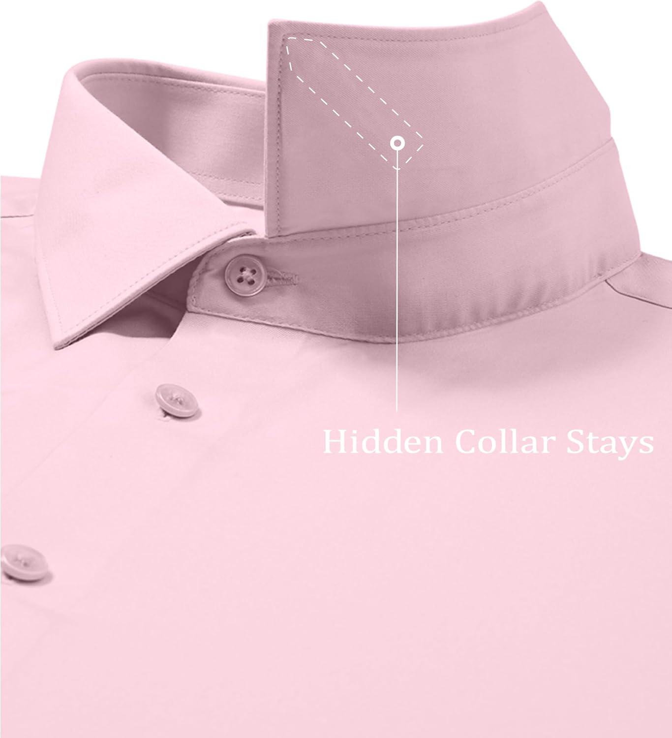 imageAlimens amp Gentle Mens Premium Dress Shirt Cotton Moisture Wicking Performence Wrinkle Free Button Down ShirtsPink