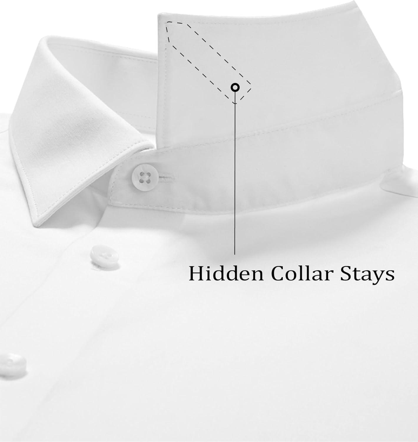 imageAlimens amp Gentle Mens Premium Dress Shirt Cotton Moisture Wicking Performence Wrinkle Free Button Down ShirtsWhite