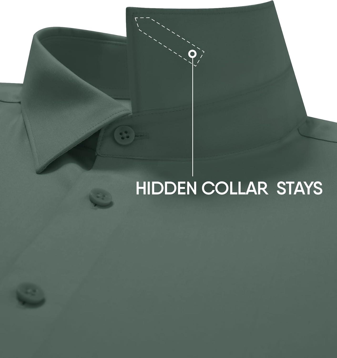 imageAlimens amp Gentle Mens Premium Dress Shirt Silk Modal Performence Wrinkle Free Button Down ShirtsGreen