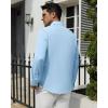 Alimens & Gentle Mens Dress Shirts Wrinkle Free Long Sleeve Stretch Button Down Shirt for Business Casual Wedding(Blue)