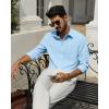 Alimens & Gentle Mens Dress Shirts Wrinkle Free Long Sleeve Stretch Button Down Shirt for Business Casual Wedding(Blue)
