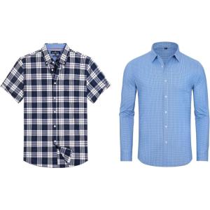 Alimens & Gentle Mens Plaid Shirt Casual Business Gingham Shirts